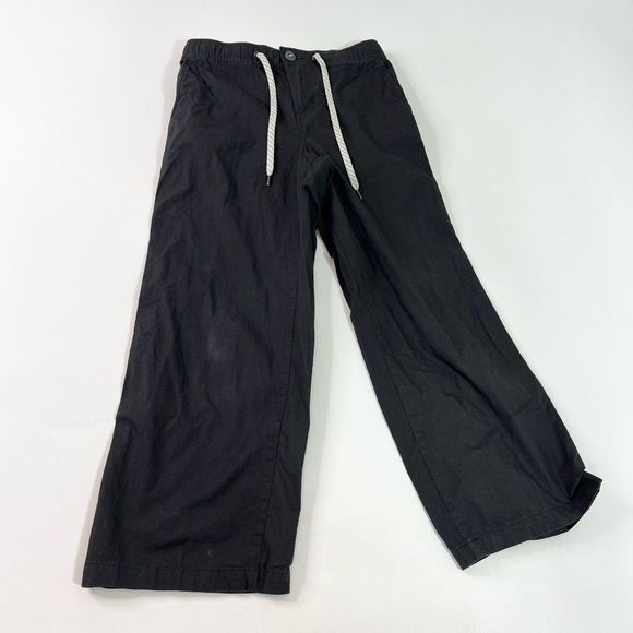 Vuori Pants - Vuori Ripstop Wide Leg Pants Women's Small Black Drawcord Waist High Rise Crop